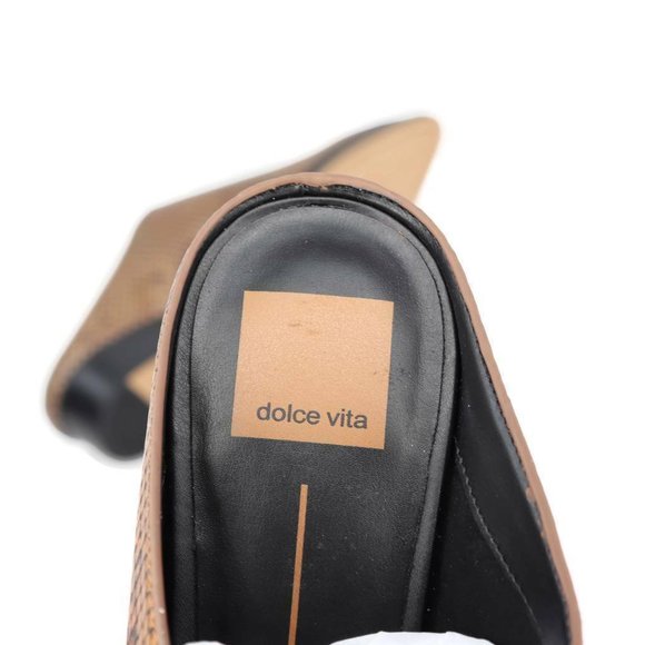 Dolce Vita Womens Aven Mule Shoes Brown Leather Snake Embossed Slip Ons 6.5 New - Picture 5 of 6